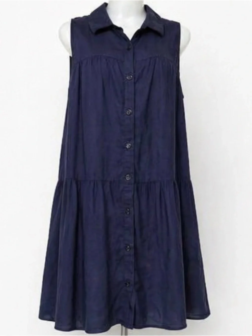Cupio Linen Blend Sleeveless Button-Front Midi Dress Sz-S - Picture 1 of 7